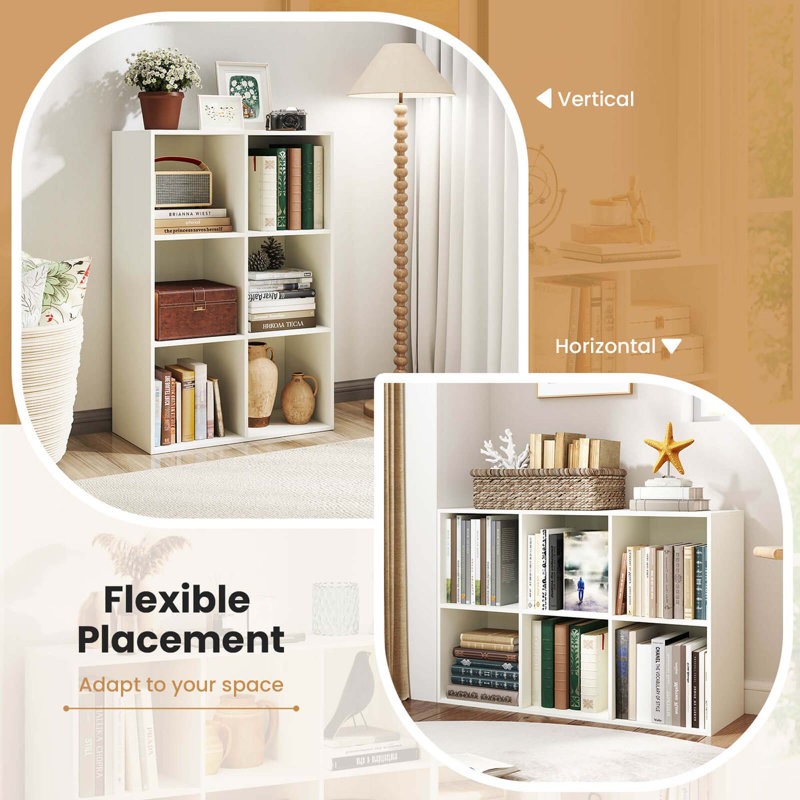 Latitude Run® 6-Cube Bookcase Modern 3-Tier Storage Organizer